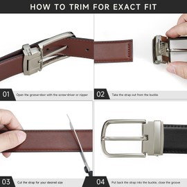 RNIEGA Men's Leather Belt, Belt Men's Length Can Be Shortened, Leather Belt for Men, Denim Belt Men for Work and Travel, 07black