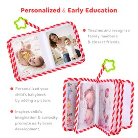VNOM Baby Photo Album Soft Cloth Photo Book First Year Memory Album Shower Gift for Babies Newborns Toddlers & Kids,Holds 4x6 Inch Photos. (Red)