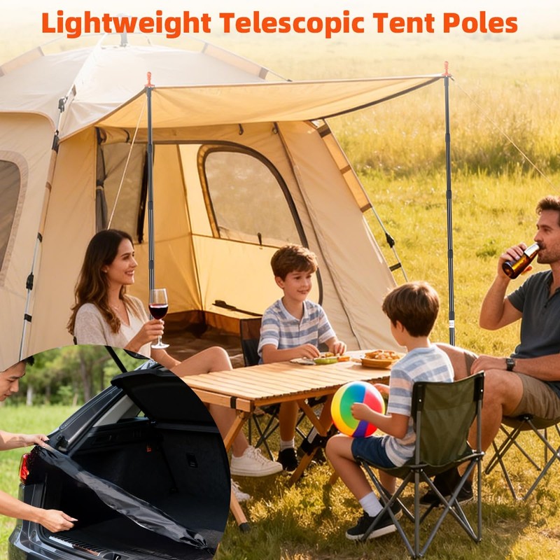 Heavy Duty Telescoping Tarp Poles, Set of 4-4-Section Adjustable 3.1FT
