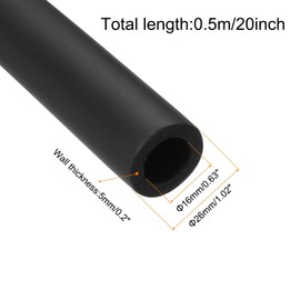 sourcing map Pipe Insulation Foam Tube Lagging Insulation Pipe 16mm(5/8") ID 26mm OD 20" Heat Preservation for Handle Grip Support