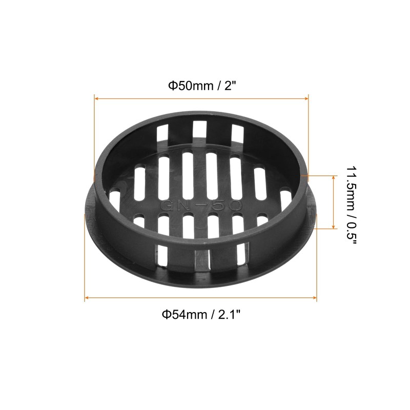 sourcing map 10Pcs 50mm/2in Air Vents Circular Soffit Vents, Black
