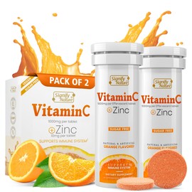 SIGNIFY NATURE Vitamin C 1000mg Effervescent Tablets - Potent Immune Support VIT C with Zinc Supplement - Sugar-Free & Vegan Formula | Dissolvable Vitamin C Tablets - Water Soluble Fizzy Elixir - 20CT