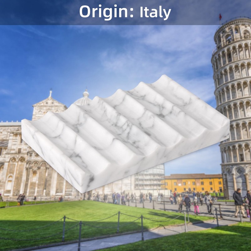 Luxury Marble Soap Dish Tray,Rectangle Stone Marble Soap Tray,Self Draining