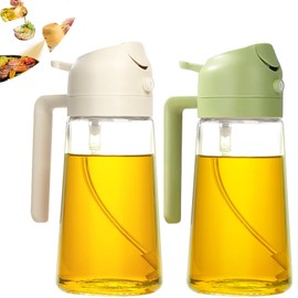 HAOSJINY 2 in 1 Oil Dispenser and Oil Sprayer, Olive Oil Dispenser Bottle Oil Spray Bottle for Cooking, Olive Oil Sprayer Cooking Oil Dispenser for Kitchen Air Fryer, Salad, Frying, BBQ (Green+White)