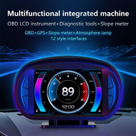 Pantalla HUD para Coche OBD2 Modo GPS con Inclinómetro Velocidad RPM Función de Advertencia Proyector de Pantalla de Parabrisas Universal para Automóviles