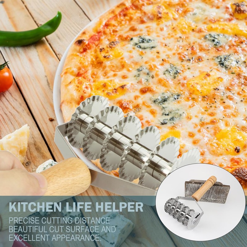 DOERDO Stainless Steel Noodle Lattice Pastry Crust Roller Cutter Pasta