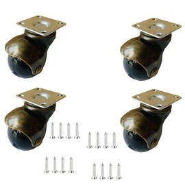 4 Pack Swivel Casters Ball Casters for Universal Furniture – 360° Smooth Rolling Swivel Heavy Duty Wheels Easy Install Replacement Casters for Chairs Tables Cabinets More(1.5inch)