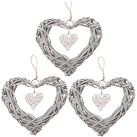 Alipis 3pcs Heart Craft Hanging Xmas Door Wreath Wedding Heart Wicker Wreath Rattan Wicker Wreath Heart Shaped Wicker Heart Wreath Heart Grapevine Wreath Christmas Tree Handicrafts Willow