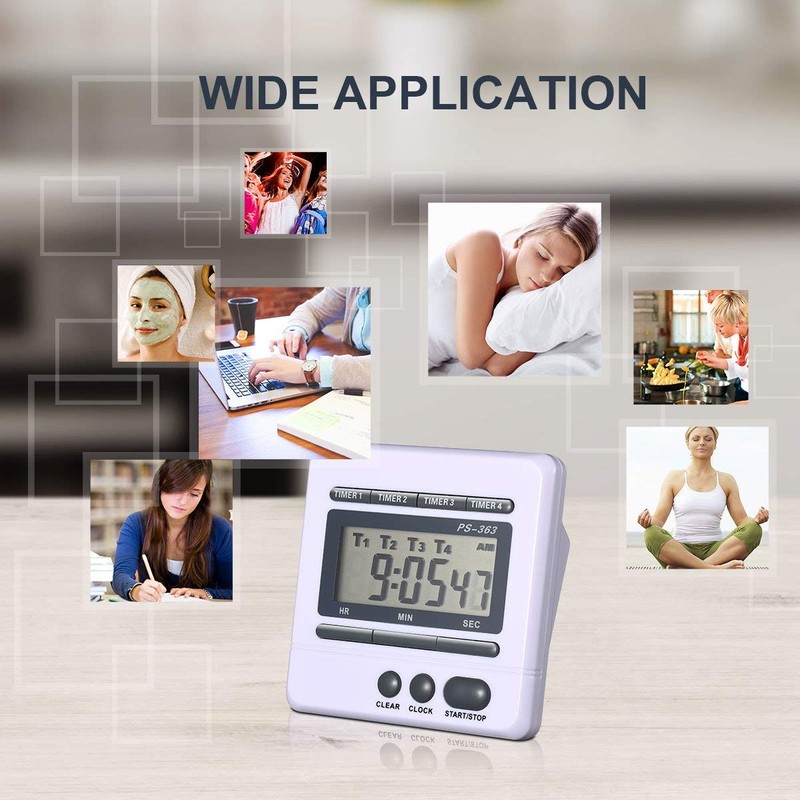 Digital Countdown Timer 4 Channel Count Up Down Kitchen Timer