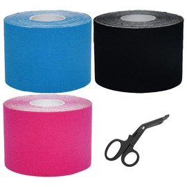 VIVIIHOO 3er Pack Kinesiologie Tape, hautfreundliches Physio Tape für Muskelunterstützung und Schmerzlinderung an Knie, Ellenbogen und Schulter - wasserfest und elastisch