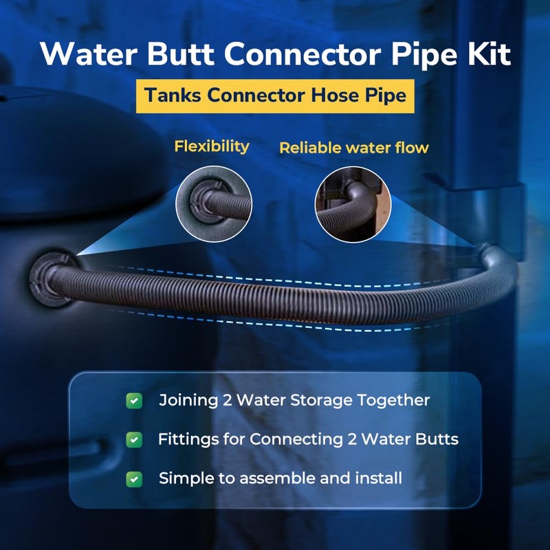 Water Butt Connector Pipe Kit 50cm for Downpipe 25mm -