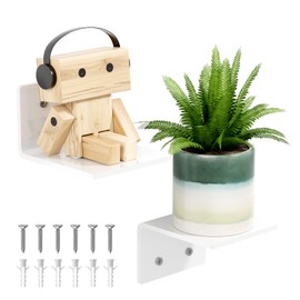 PAVSTINE Wandregal Kleines Weiß 10 cm, Regal Wand Mini 2er-Set, Schweberegal Weiss, Wasserdicht Regal, Hängeregal Leicht zu Reinigen, Regale für Wände, Regalbrett für Küche Schlafzimmer Badezimmer