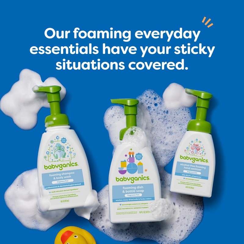 Babyganics Foaming Dish Soap, Pump Bottle, Fragrance Free, 16oz, 3