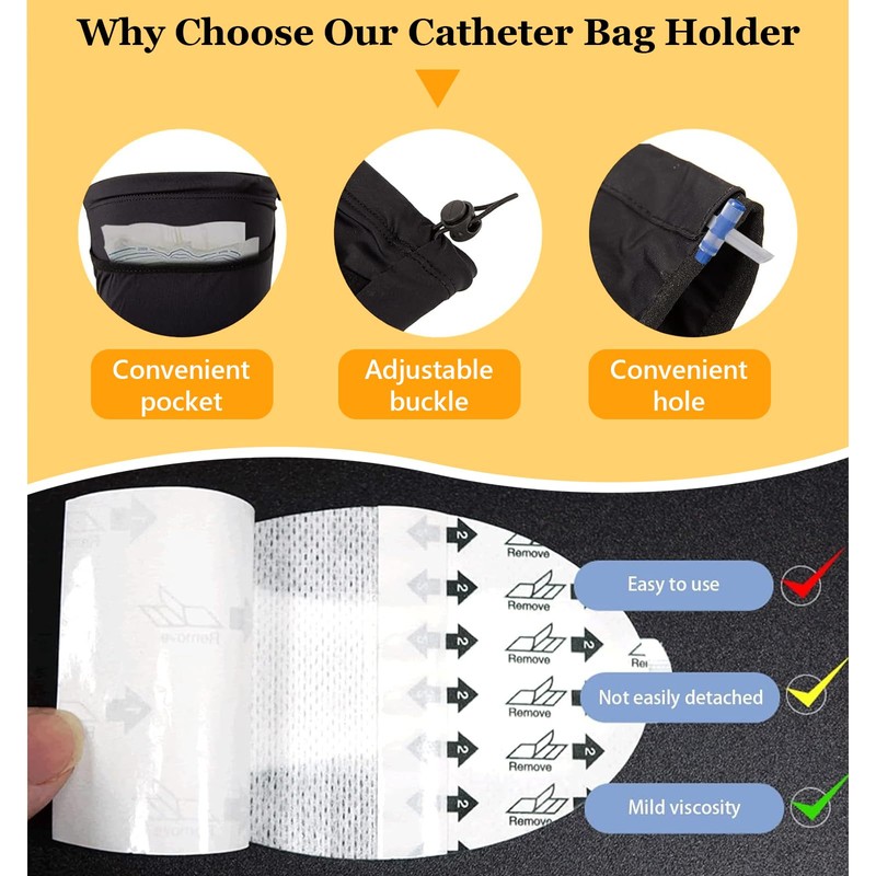1 Pcs Catheter Bag Holder + 20 Pack Statlock Catheter