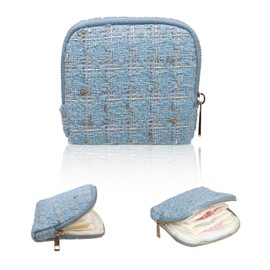 Stratalife Travel Jewelry Case - Portable Jewelry Pouches for Gemstones Healing Crystal, Bracelets Bangles Storage, Necklace Ring Holder Organizer with Zipper for Women, Light Blue