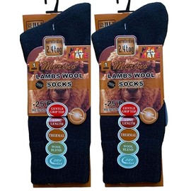 COSHAL® 2 Merino Lambs Wool Socks Merino for Men, Winter Thick Hiking Socks, Thermal Breathable Crew Mens Socks for Outdoor Socks Size 6-11 Black