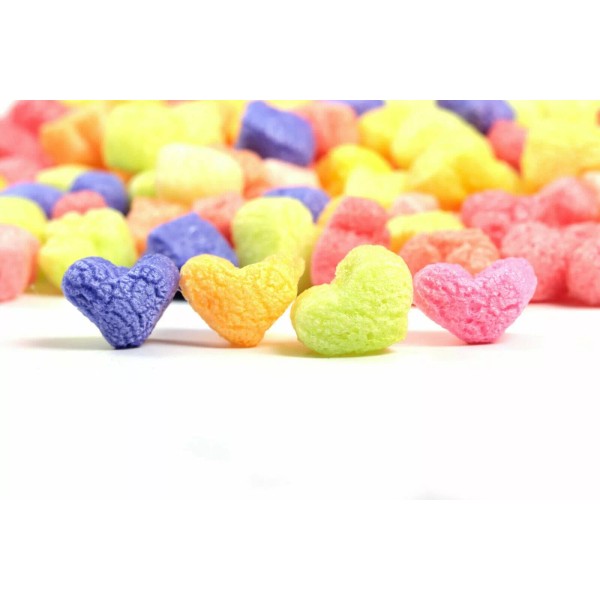 Storopack FunPak Packing Peanuts Rainbow Hearts 1.5 cu ft Compostable