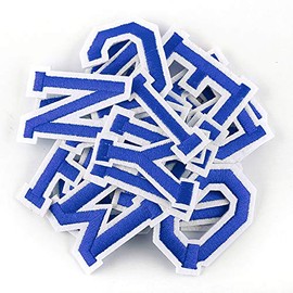 Letter Iron On Patches Sew On Appliques with Ironed Adhesive Dark Blue Embroidered Decorative Repair Patches for Shoes Hat Bag Clothing(26 Alphabet Letters)