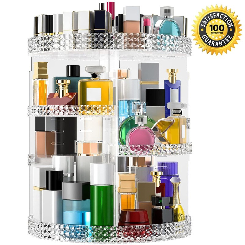 360 Rotating Makeup Organizer Countertop, Clear Acrylic Large Perfume Organizer,