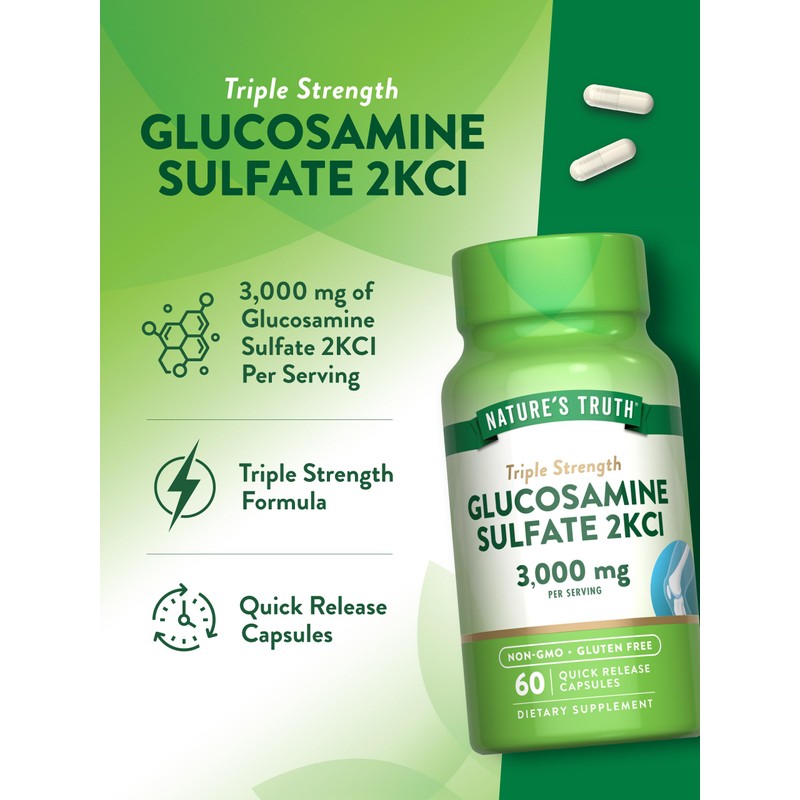 Nature's Truth Glucosamine Sulfate Capsules | 3000mg | 60 Count