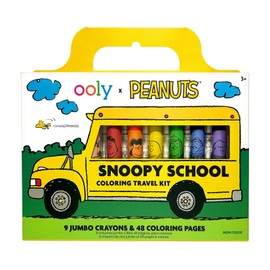 Ooly x Peanuts Travel Art Kit, Spring and Easter Activities for Kids with 9 Jumbo Crayons & 48 Themed Coloring Pages & Case for Easy Traveling Art Creation
