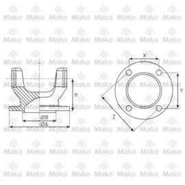 Mako 1310 Series Driveshaft Flange Yoke for Range Rover 122mm, SAE 65mm H-46mm