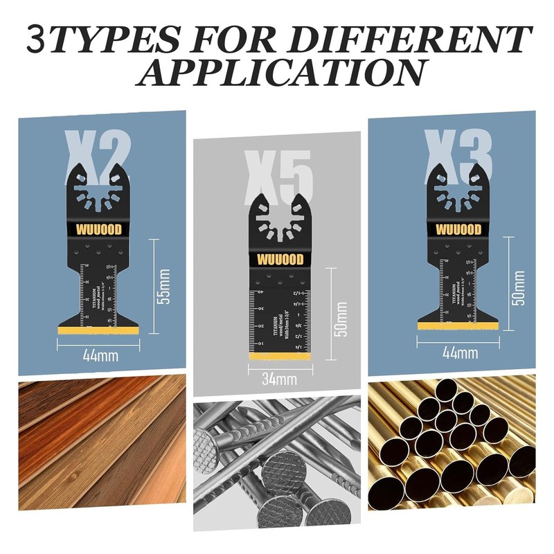 WUUOOD Titanium Oscillating Saw Blades,10PCS Universal Multitool Blades