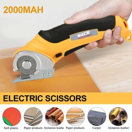 Cordless Electric Scissors, Rotary Cutter for Fabric and Cloth, Fabric Cutter for Carpet Leather Felt with Storage Box