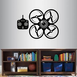 Wall Vinyl Decal Home Decor Art Sticker Drone with Camera and Remote Control Robot Technology Kids Bedroom Living Room Removable Stylish Mural Unique Design 2082