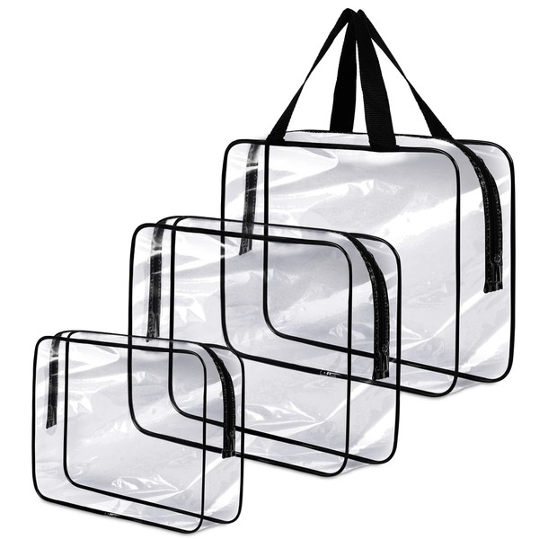 Albert Austin Travel Toiletry Bags Set of 3 PVC Travel Bag Transparent TSA Approved Vinyl Plastic Makeup Bags Waterproof Cosmetics Travel Business Vacation Bags Clear Makeup Organiser Bags Pouch
