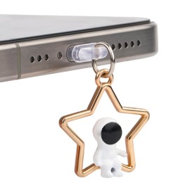 Phone Dust Plug Charm, Cute Astronaut Star Pendant Cute Dust Plug Charm, Type C USB Charging Port & Earphone Jack Anti-Dust Plugs Cell Phone Charm Stopper Cap Stylish Phone Accessories