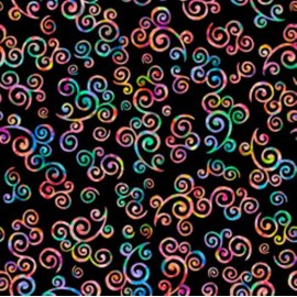 Brilliance - Black - Scroll - Toss - Qt Fabrics - 1649 28326 J 15O