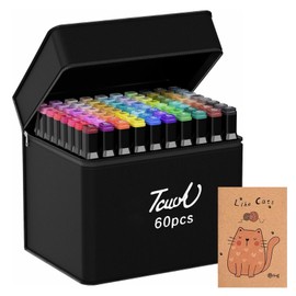 ELLECILA 60 Dual-Tip Alcohol-Based Markers Set | Art Coloring Pens for Adults & Artists | Marker Pens for Sketching, Manga Drawing, Anime Art Supplies with Portable Case (60 Colors)