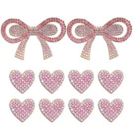 UEIOAVL Iron on Patches 10 Pieces Iron on Patches Kit 2 Pieces Bow Accessories and 8 Pieces Heart Accessories Repair Patches for Clothes Jeans Bags Shoes and Hats (Pink)