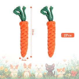 Mokaskaidj Pack of 2 Puppy Chew Toy, Dog Toy Carrot, Puppy Carrot Rope Toy, Braided Chew Toy for Puppies, Interactive Puppy Toy with Teeth Cleaning Effect