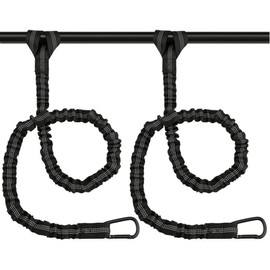 2 Pack Black Kayak Paddle Leash,Kayak Paddle Lanyard Stretchable Coiled Lanyard,Paddle Board Leash,Fishing Accessories Lanyard,Tool Tether Leash for Kayaking and Paddles Boating Canoeing SUP Rafting