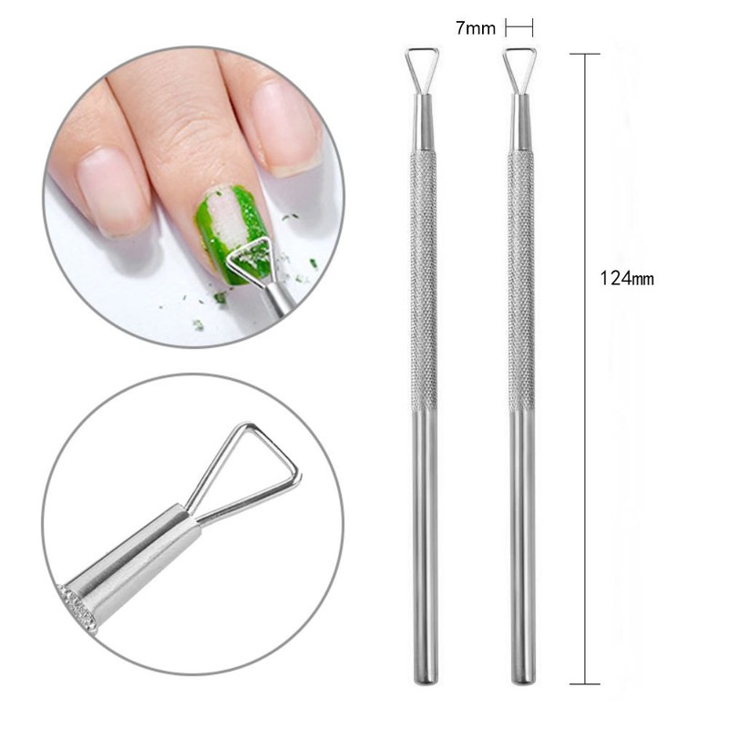 AKOAK Stainless Steel Nail Art Cuticle Pusher,Triangle Cuticle Peeler Scraper