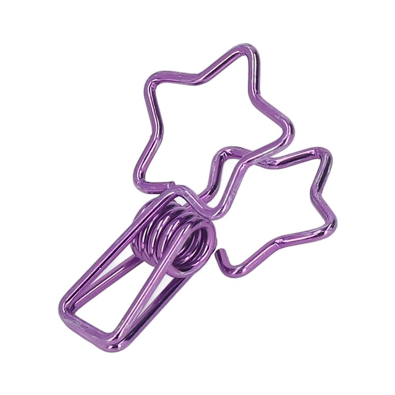 100pcs Star Binder Clips Cute Cartoon Hollow Strong Clamping Force
