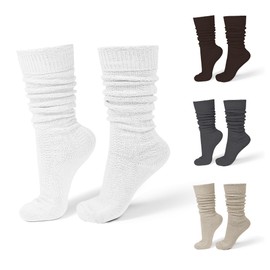 Atforna Men's and Women's Long Costume Socks, Knee-Length Costume Stockings Made of Cotton for Oktoberfest and Other Celebrations, Pack of 1, Size 35 to 50, White, 35 - 38