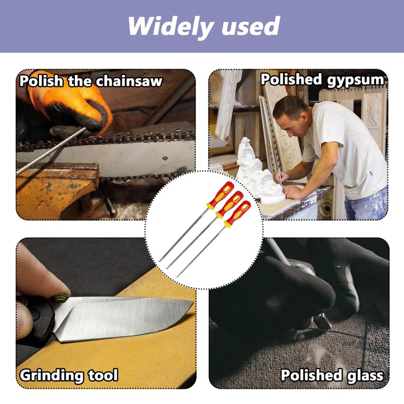 Chainsaw File,3 PCS Chainsaw Files,Professional Round Chainsaw Sharpener for Chainsaw