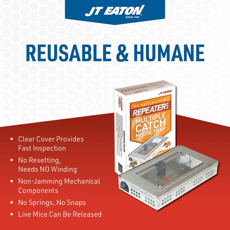 JT Eaton 421CL Repeater Multiple Catch Mouse Trap with Clear