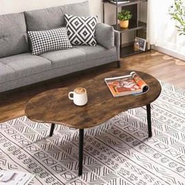 FEUFOAM Small Coffee Table Cloud Shape Coffee Table Industrial Coffee Tables Wood Irregular Center Table Floor Table Mid Century Decorative Furniture for Living Room Small Spaces Office