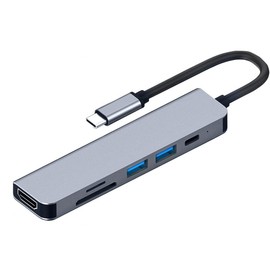 Hub USB C 4K HDMI, VGE 6 en 1 USB C multipuerto USB C adaptador con salida HDMI 4K, 100W PD, USB 2.0, USB 3.0, SD/TF lectores de tarjetas compatibles con portátiles y otros dispositivos tipo C