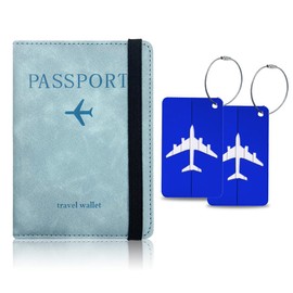 INGJIA Vaccination Passport Cover, Passport Cover, Faux Leather Passport Cover with RFID Blocker - for Women's/Men Passport Credit Cards, ID and Travel Documents, 10.5 x 14.5 cm, blue, Compact