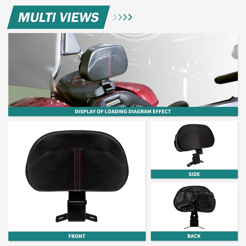 Rider Backrest Pad Adjustable Mounting Kit Driver For Harley Touring