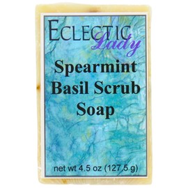 Spearmint Basil Scrub Soap by Eclectic Lady, 4.5 oz Bar