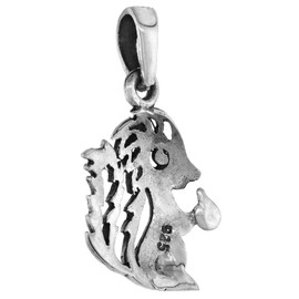 1 inch Sterling Silver Skunk Necklace Diamond-Cut Oxidized finish 20 inch BX_15