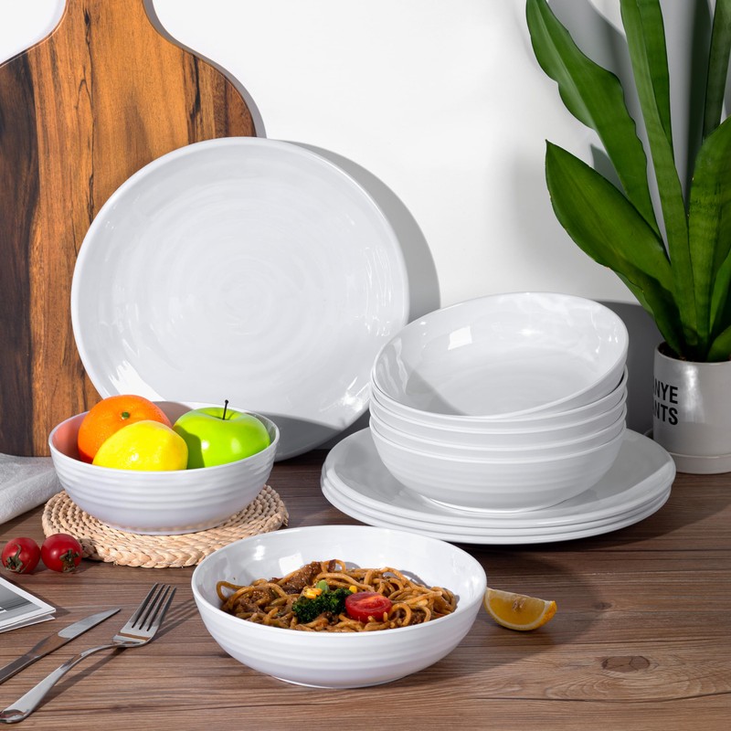 ZAINCA Melamine Dinner Plates, Round Plates,Shatter Resistant, 11 inch, set