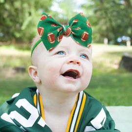 YanJie Baby Girl Football Headbands Rugby Hair Bows Big Bowl Super Bowl Hair Accessories for Newborn Infant Babies Football Parties Headband