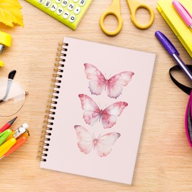 Grace Yonks Cute Butterfly Notebook for Girls – Coquette School Supplies for Journaling - College Ruled Composition Book Aesthetic Pink Spiral Journal - 5.8" x 8.3" Lined Notebook, 80 Pages(032)